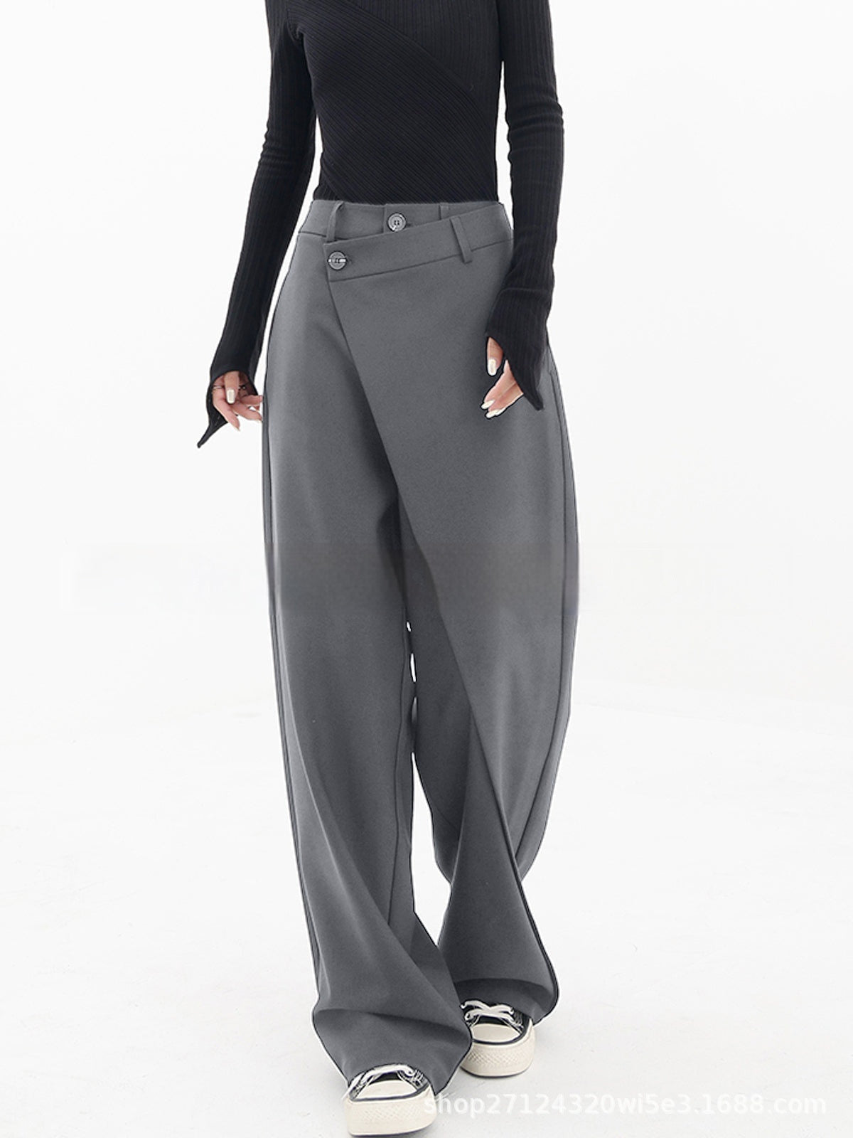 Irregular Wide-leg Pants Ins Fashion Loose Trousers Women's Clothing