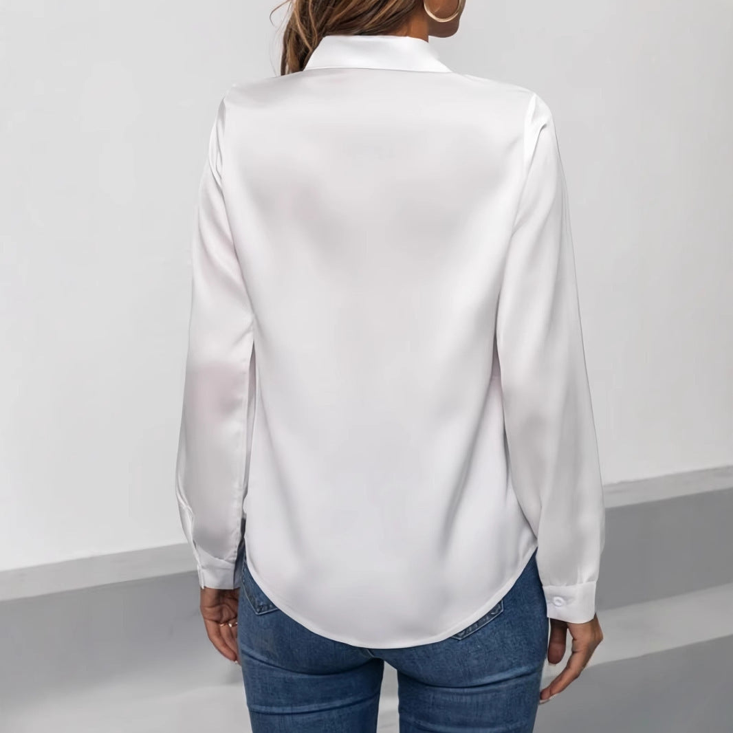 Women's Shirt Satin Silk-like Long Sleeve